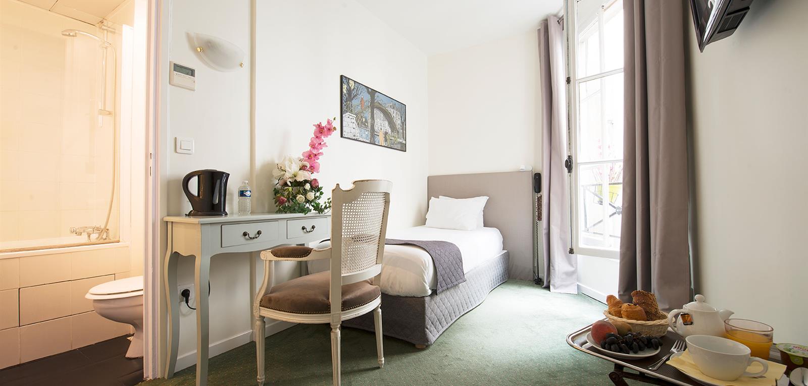 Chambre single - 1 personne - Hôtel 3 étoiles quartier du Louvre
